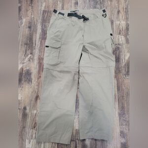 - BC Clothing Mens Convertible Cargo Pants Beige Pockets Flat Front Stretch